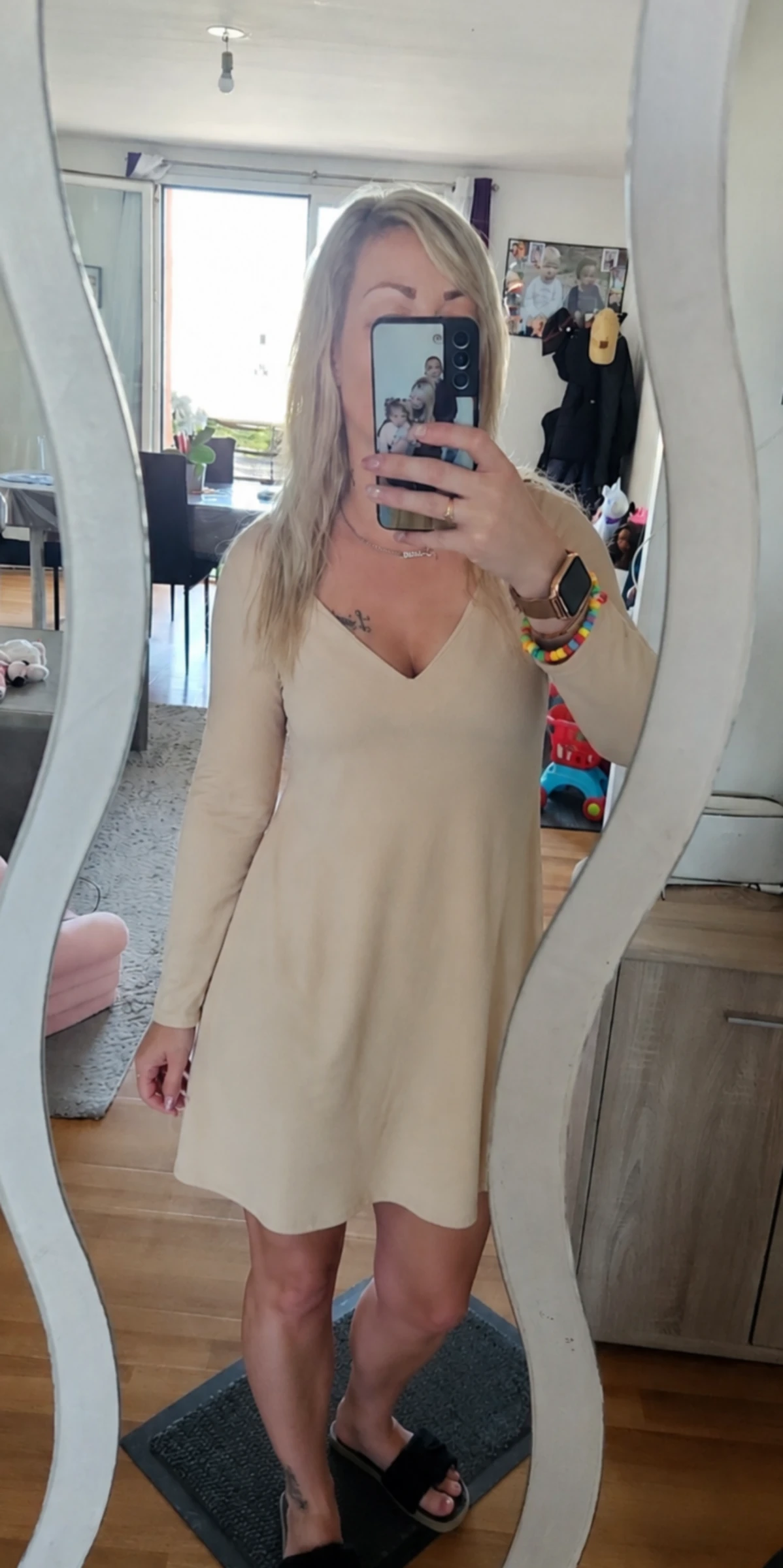 Robe dos nu avec nœud pailletés doré a sequins ●TU●🌸